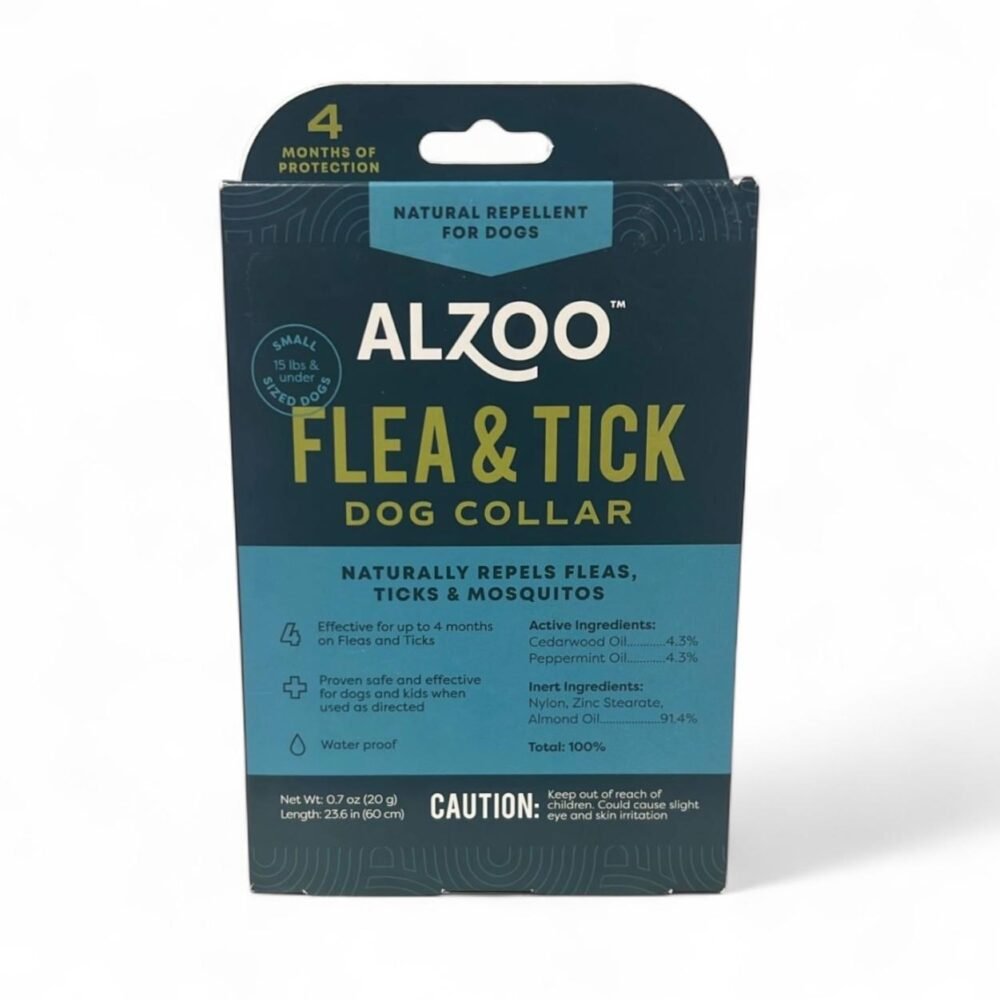 ALZOO Flea & Tick Dog Collar – Natural Repellent with Cedarwood & Peppermint Oils (Small Dogs, 23.6 in)