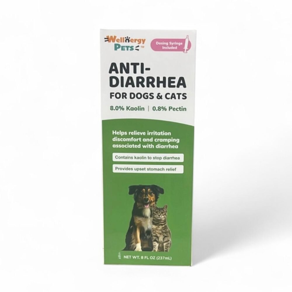 Wellnergy Pets Anti-Diarrhea for Dogs & Cats – Kaolin & Pectin Formula (8 fl oz)
