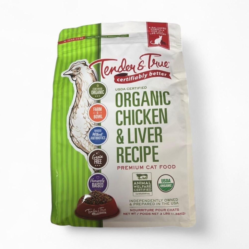 Tender & True Organic Chicken & Liver Recipe – Premium Cat Food, USDA Organic, 3 lbs