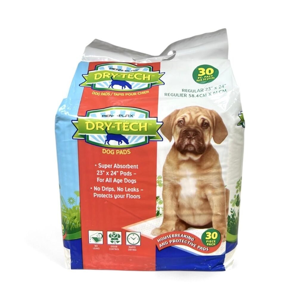 Penn-Plax Dry-Tech Dog Pads – Super Absorbent, Leak-Proof, 23” x 24”, 30 Pack