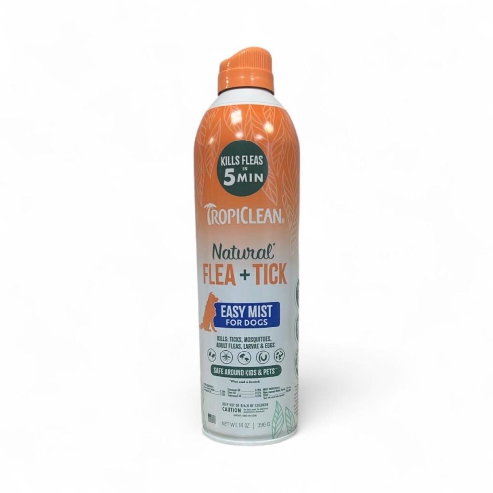 TropiClean Natural Flea + Tick Easy Mist for Dogs – Kills Fleas in 5 Minutes