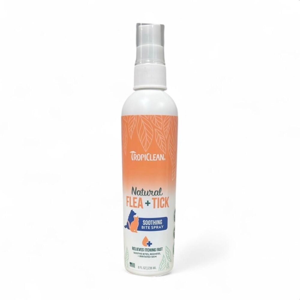 TropiClean Natural Flea + Tick Soothing Bite Spray – Fast Relief for Itchy Skin