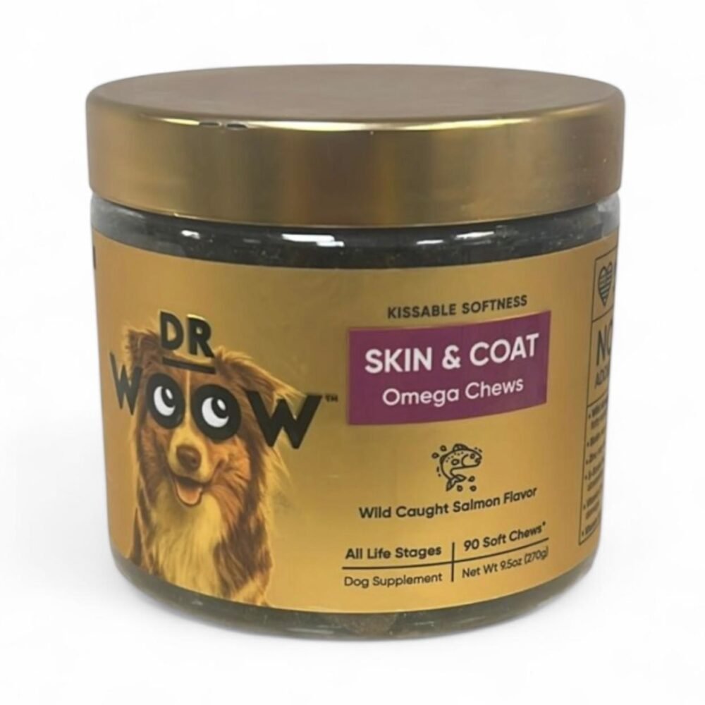 Dr. Woow Skin & Coat Omega Chews – Wild Caught Salmon Flavor (90 Soft Chews)