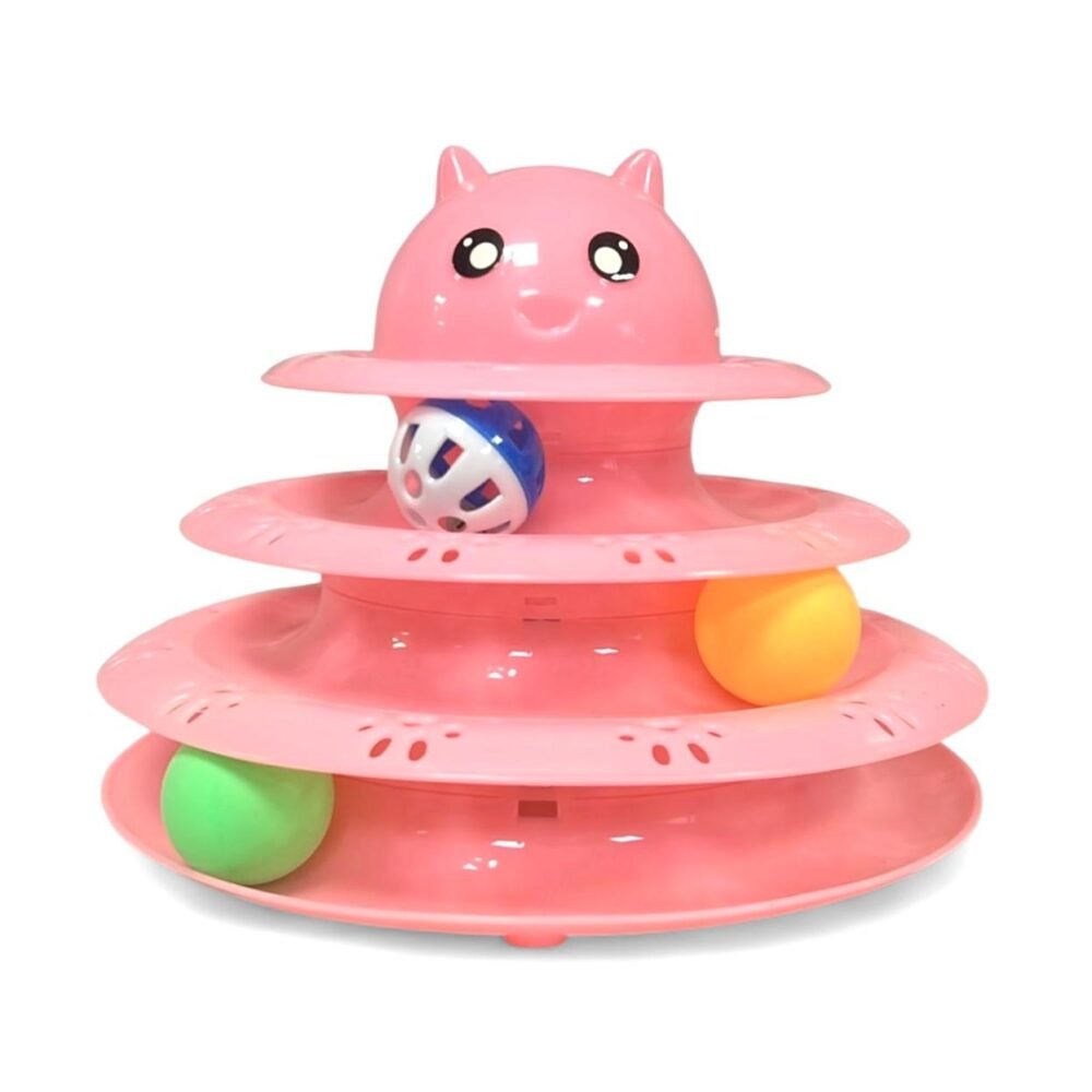Interactive Cat Tower Track Toy with Balls – 3-Level Spinning Fun